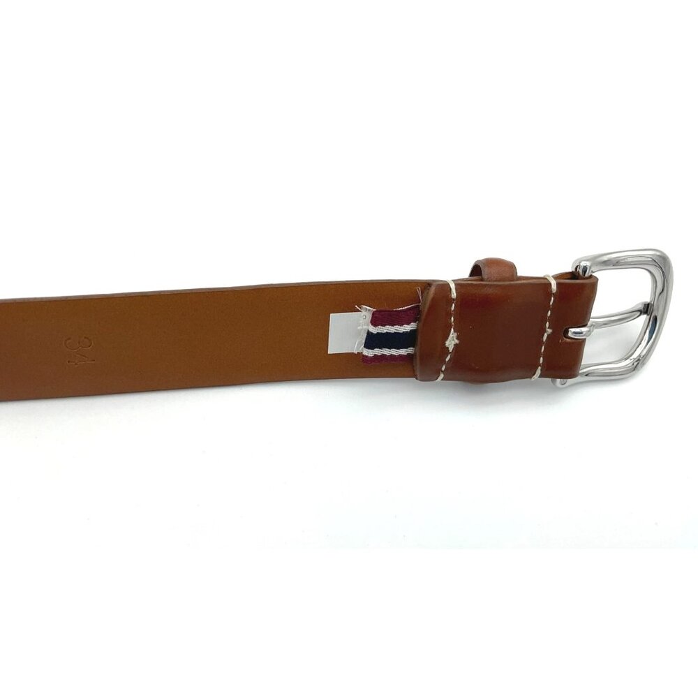 J.Crew Brown Genuine Italian Leather Silvertone Buckle Belt Size 34 - Picture 5 of 5